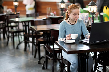 coffee shop laptop