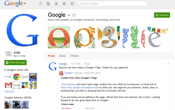 google plus page