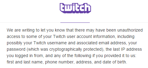 Twitch has disclosed all the user information that hackers may have gained access to in the security breach