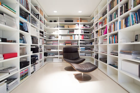 Interior of private library at home