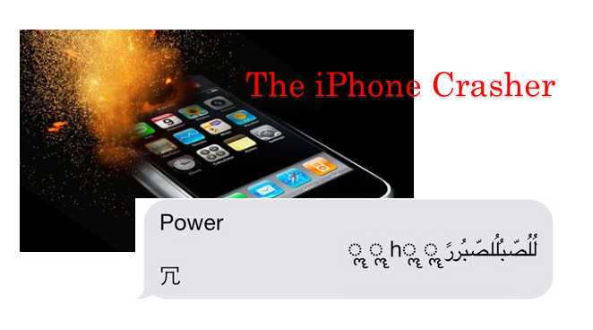 A certain string containing Arabic characters has been found to crash iPhones went received in the Messages app